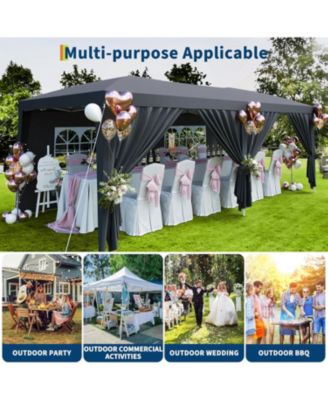 10x20 Heavy Duty Pop Up Canopy Tent with 6 Removable Sidewalls