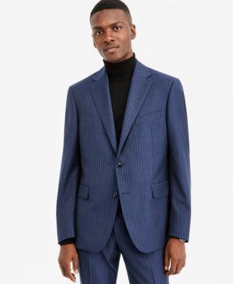 Men's 100% Wool Modern-Fit Blue Stripe Suit Separates Jacket