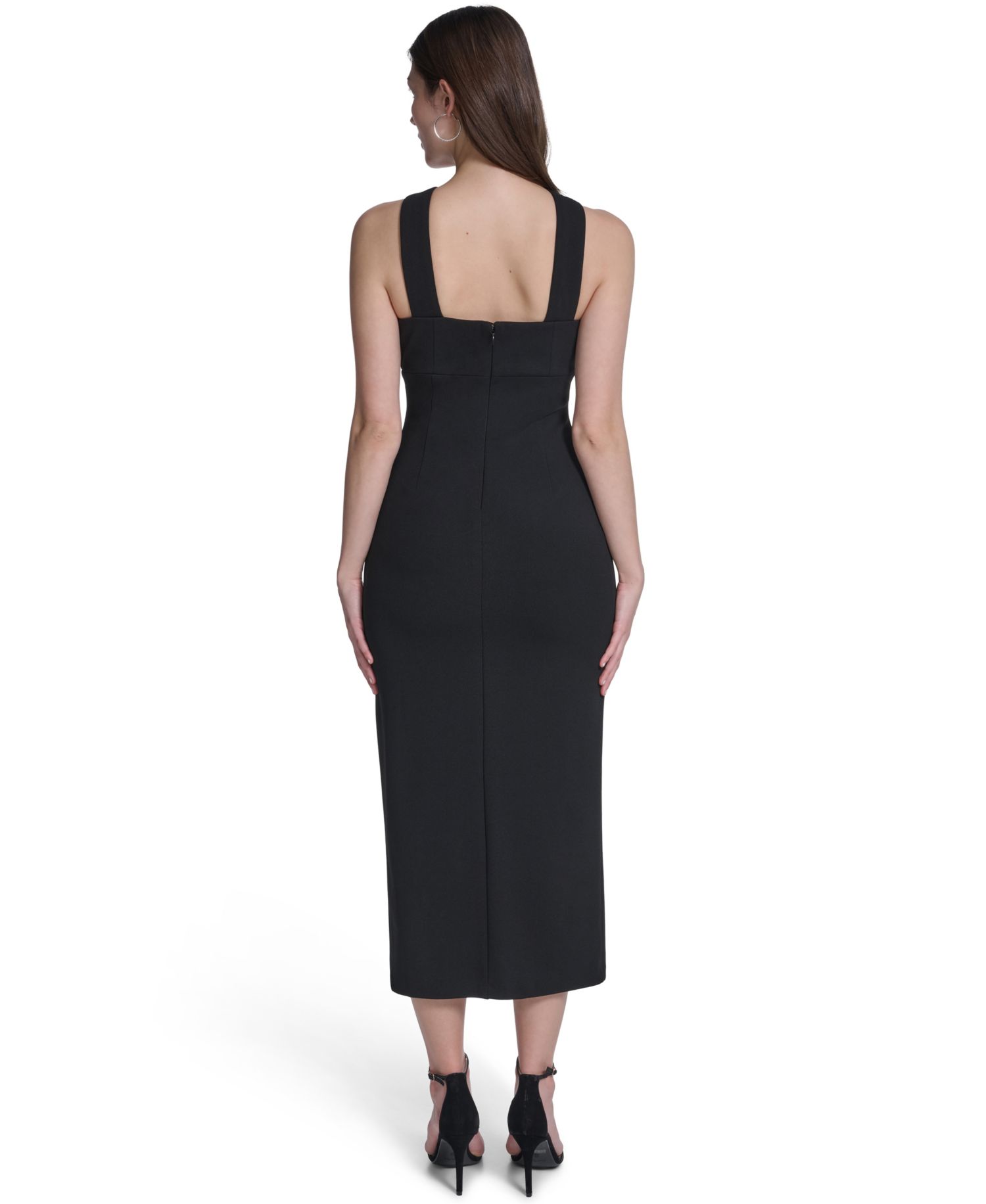 Women's Slit Halter Neck Midi Dress