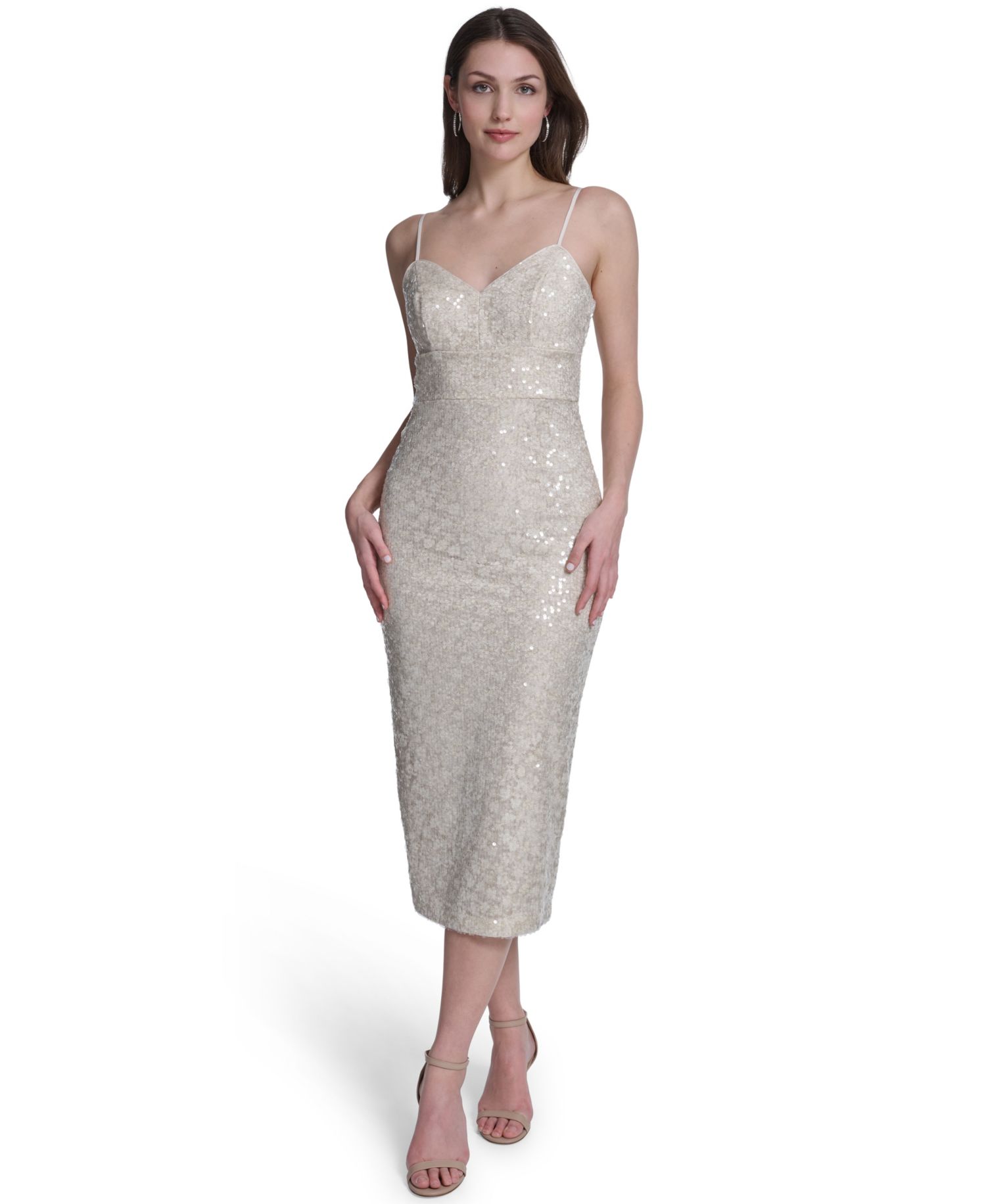 Women's Spaghetti Strap V-Neck Midi Dress