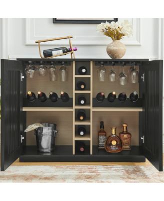 Mid-Century Fluted Liquor Cabinet and Wine Storage