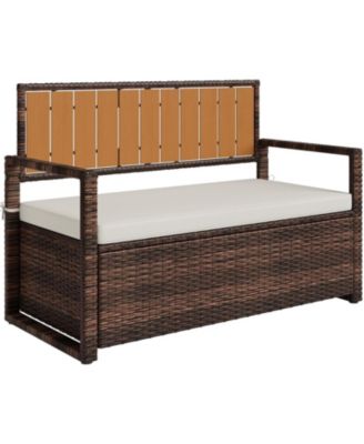 All-Weather PE Rattan Outdoor Storage Bench with Seat