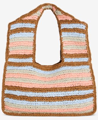 Marled Cut Out Straw Tote