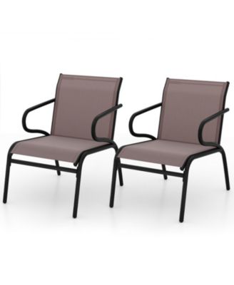 Modern Patio Chairs Set of 2 with Breathable Fabric for Porch