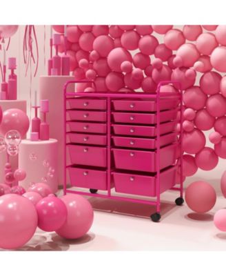 12-Drawer Rolling Storage Cart with Mixed-Size Drawers and Lockable Wheels