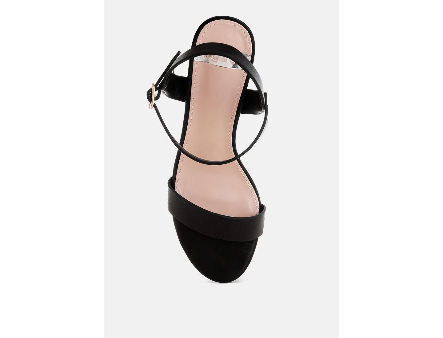 Женские сандалии Rag & Co Tomari Pin Buckle Kitten Heel, цвет: Чёрный кожаный — фото 4