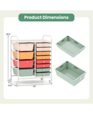 12-Drawer Rolling Organizer Cart with 4 Large and 8 Medium PP Drawers