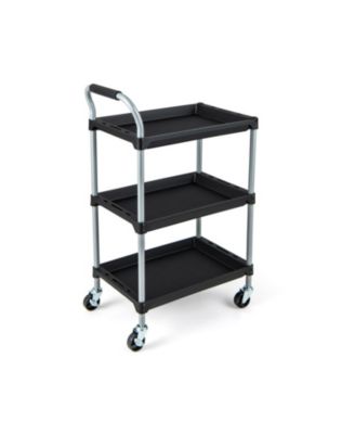 3-Tier Utility Rolling Cart with PP Shelves and Locking Wheels