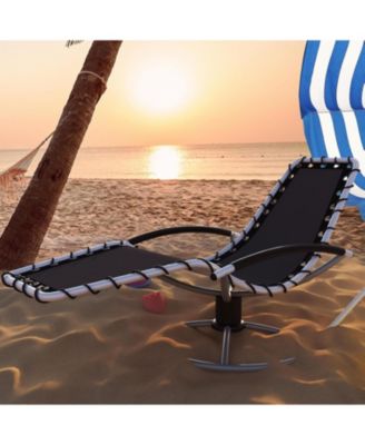 360degree(s) Rotating Patio Chaise Lounge Chair - Heavy-Duty Iron Frame - S-Shaped Design - Quick-Dry Textilene - Ideal for Poolside, Backyard