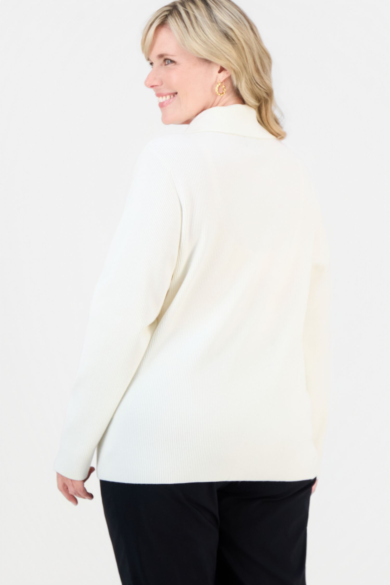 Petite Collared Long-Sleeve Button Cardigan