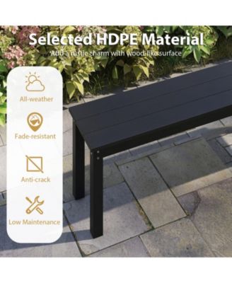 55in HDPE Outdoor Bench for 2-3 People Weatherproof Backless Patio Garden Bench