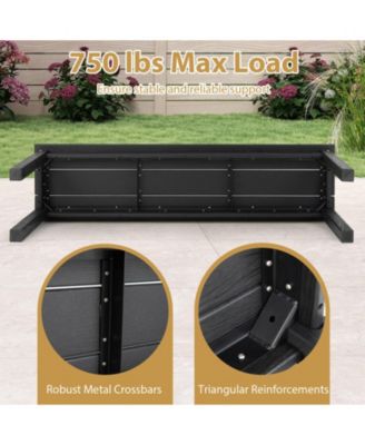 55in HDPE Outdoor Bench for 2-3 People Weatherproof Backless Patio Garden Bench