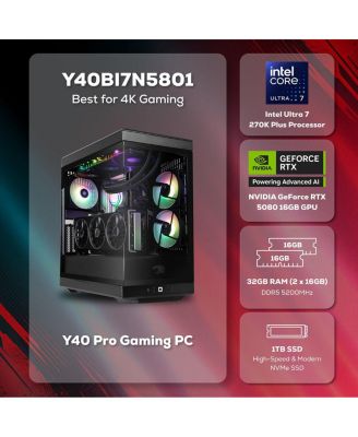Y40BI7N5801 Liquid Cooled Gaming Desktop Computer, Intel Core Ultra 7 270K Plus 3.7GHz, 32GB RAM, 1TB SSD, NVIDIA GeForce RTX 5080 16GB,