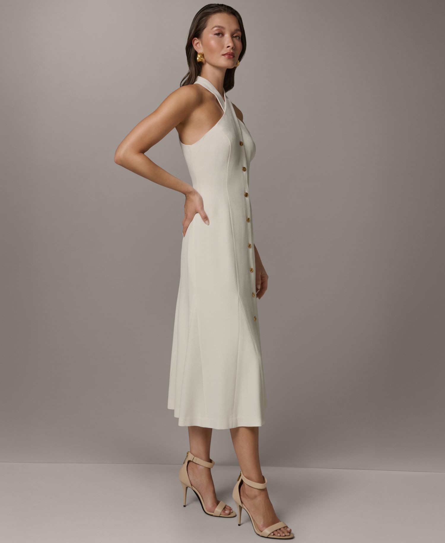Women's Halter A-Line Sleeveless Midi Dress