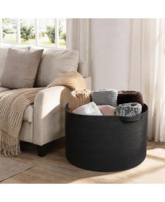 Rope Blanket Basket Storage Bin Organizer Wicker Box 88L Gift Basket