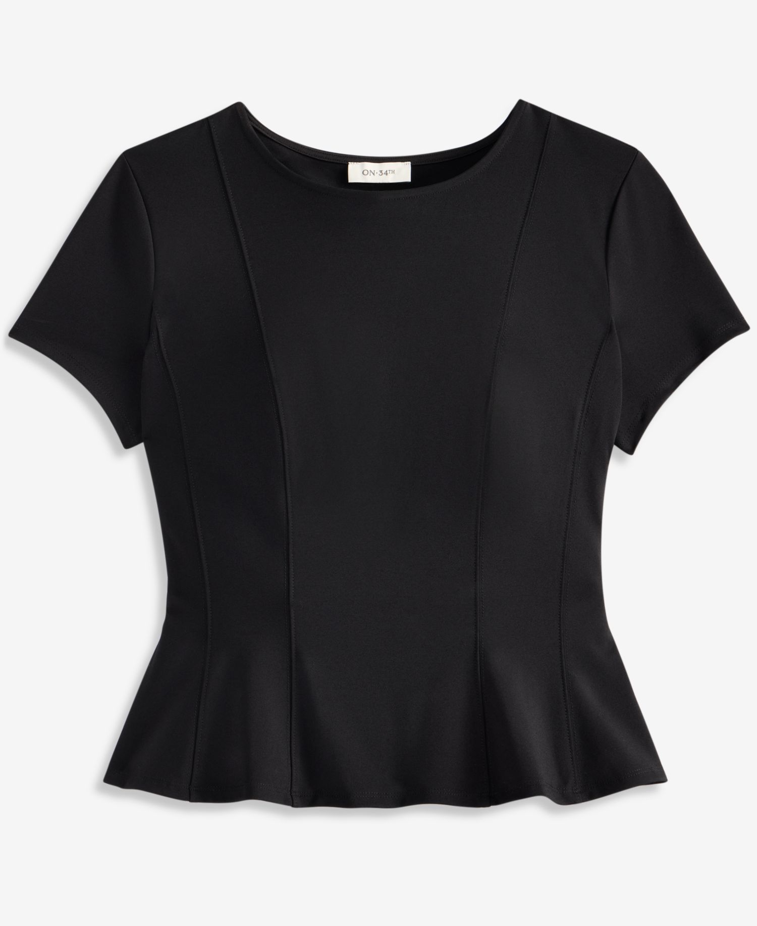 Women's Princess Seam Short-Sleeve Ponte Top