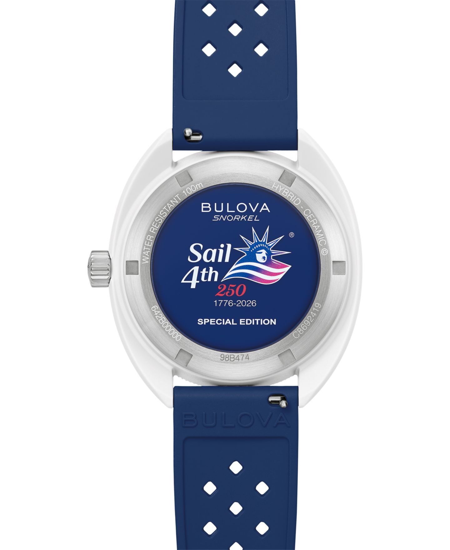 Мужские часы Bulova Limited Edition Performance Snorkel "Sail 4th" Blue Rubber Watch 41mm — фото 4