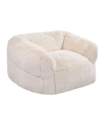 Fluffy Plush Bean Bag Chair with Armrests, High-Density Foam Filling
