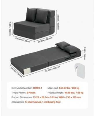 3-in-1 Convertible Folding Sofa Bed with 25D Memory Foam and Washable Cover