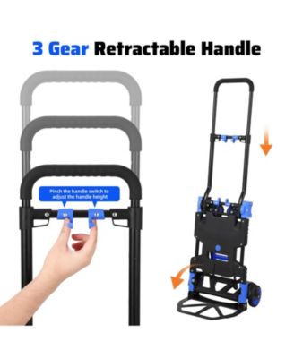 2-in-1 Folding Hand Truck and Platform Cart w/ 330 lb Capacity, Convertible Dolly with Foldable Basket and Bungee Cords, Portable Luggage Cart