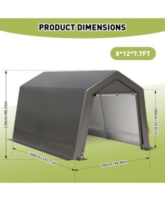 Portable Outdoor Storage Shed with Galvanized Steel Frame, Waterproof UV-Resistant PE Fabric and Roll-Up Door, Backyard Garden Tool Shelter