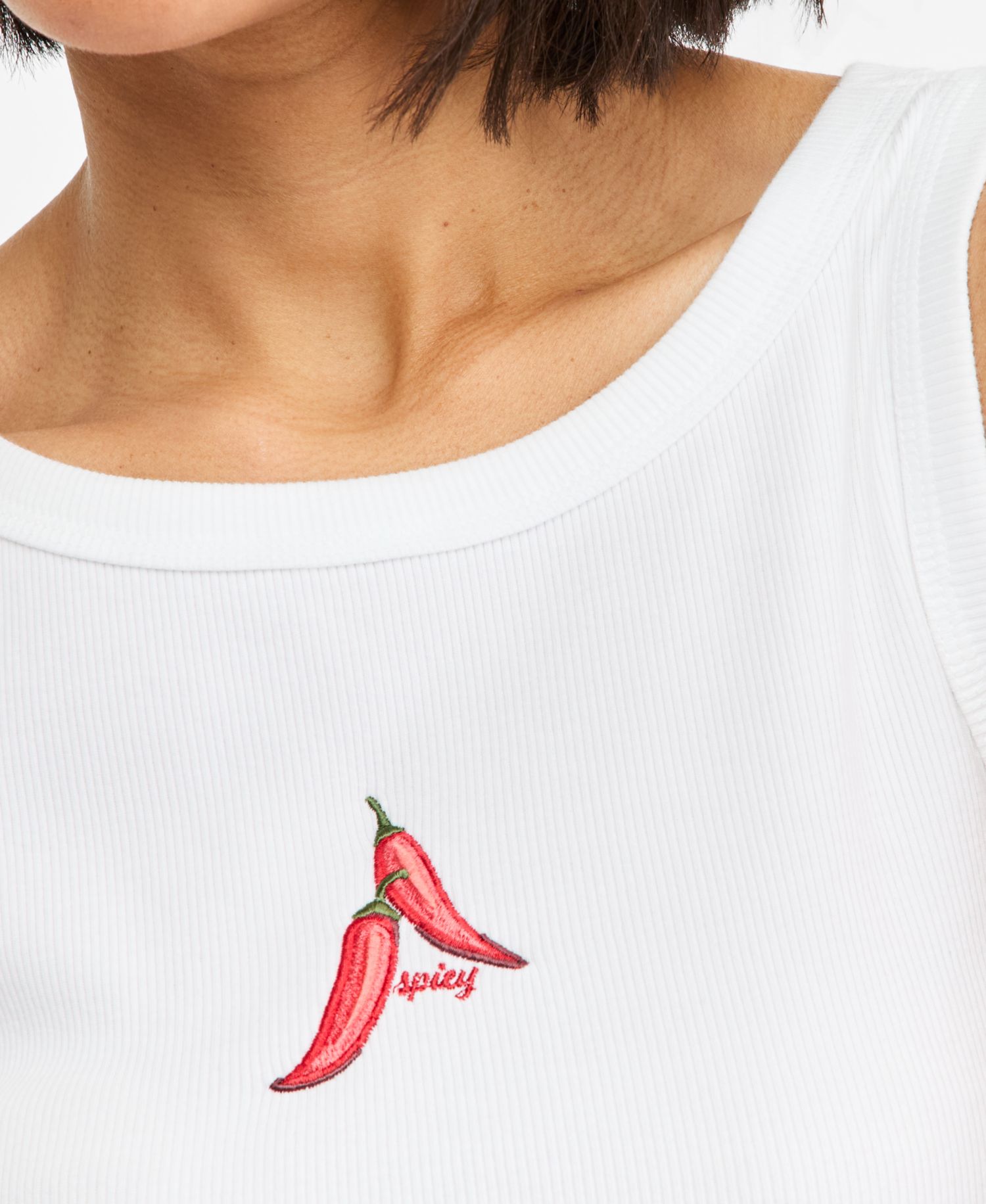 Plus Embroidered Boatneck Tank Top