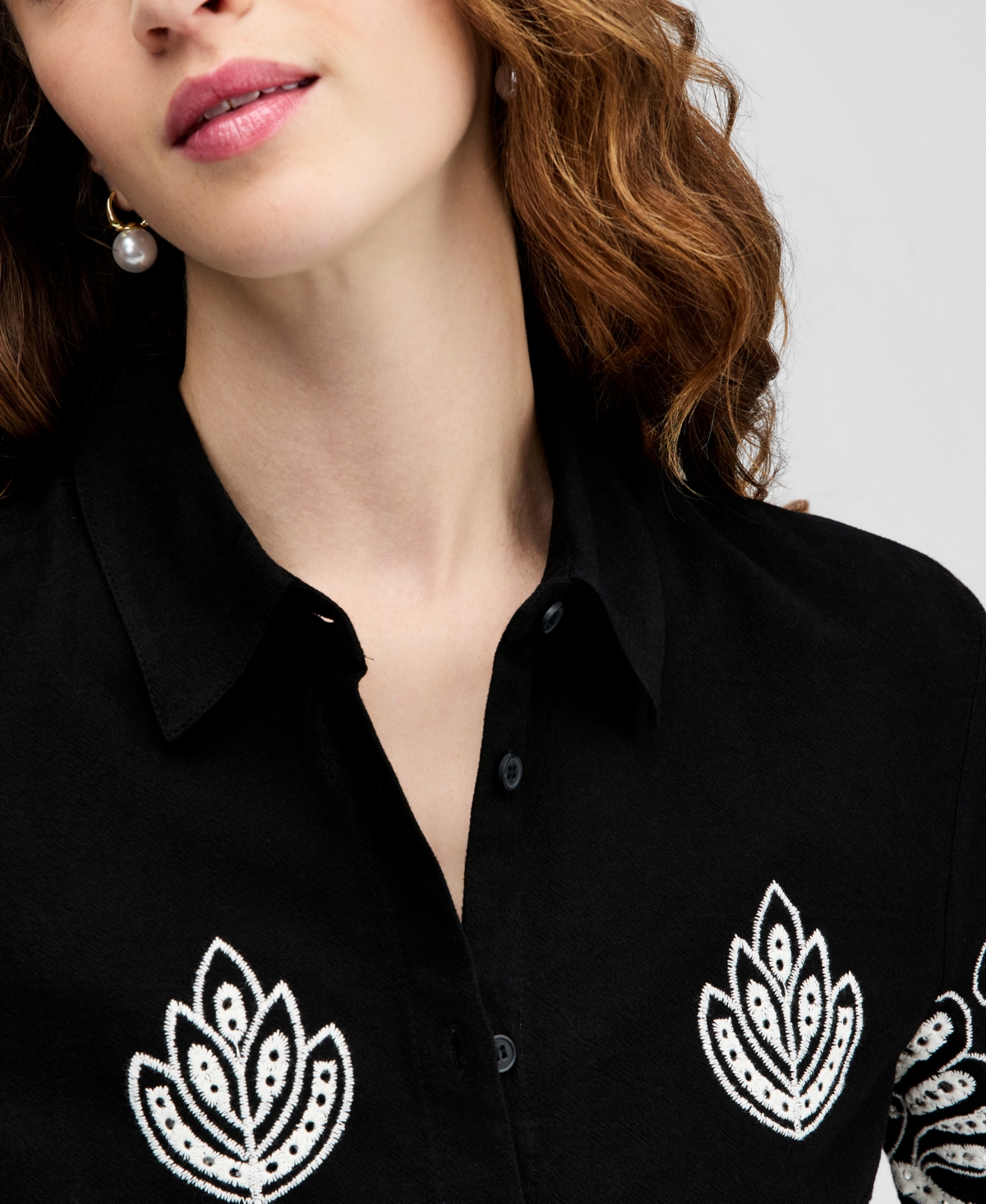 And Now This Women's Cotton Embroidered Camp Shirt, Macy's Exclusive