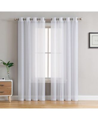 2 Piece Semi Sheer Voile Window Curtain Drapes Grommet Panels for Bedroom, Living Room & Kids Room