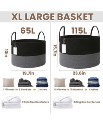 Cotton Rope Blanket Basket Laundry Hamper Storage Bin Gift Basket