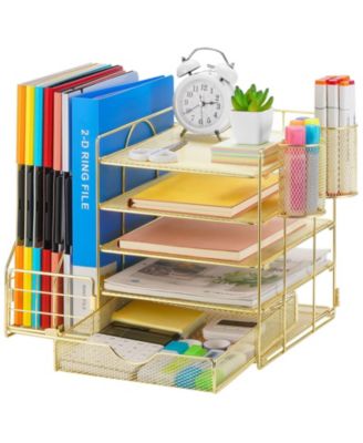 Desk Organizer File Holder 5-Tier Letter Tray Pen Mesh Storage