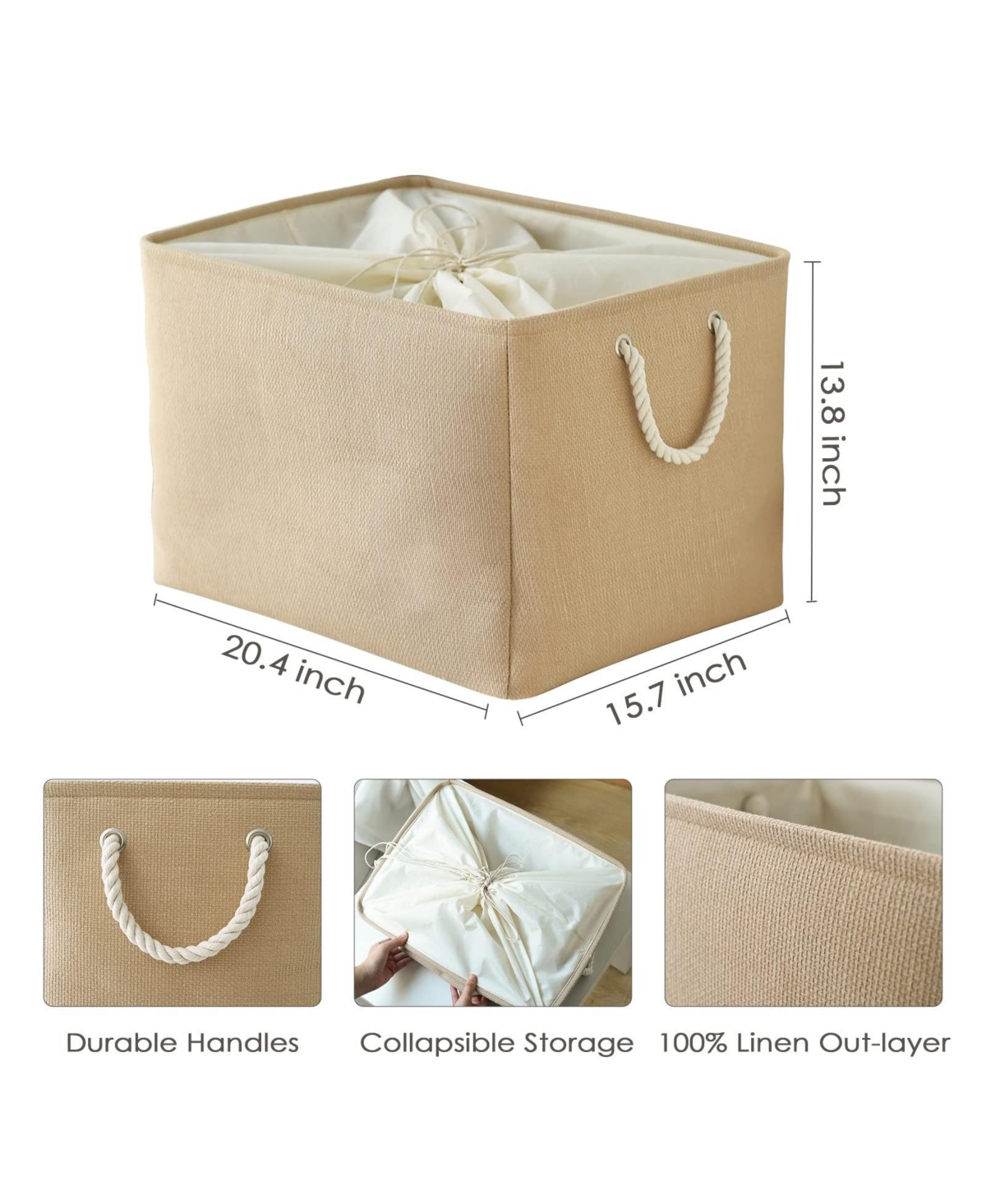 Gnuadz 3pack Storage Bins Canvas Basket Organizer with Handles Gift