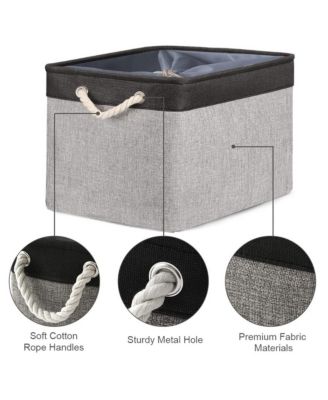 3pack Storage Bins Canvas Basket Organizer with Handles Gift Basket