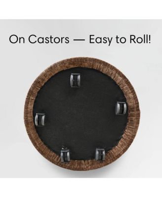 Set of 2 Chenille Swivel Accent Chairs with Casters, Barrel Chair