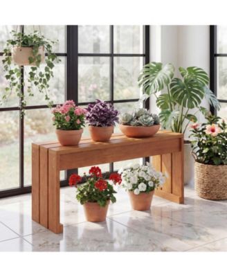 2-Person Outdoor Bench with Solid Wooden Frame for Backyard