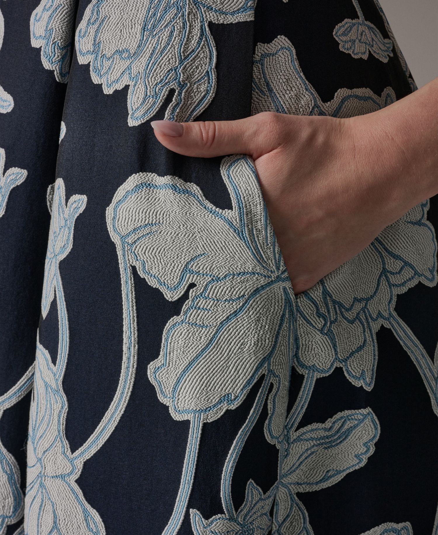 Women's Strapless Jacquard Fit & Flare Floral Midi Dress