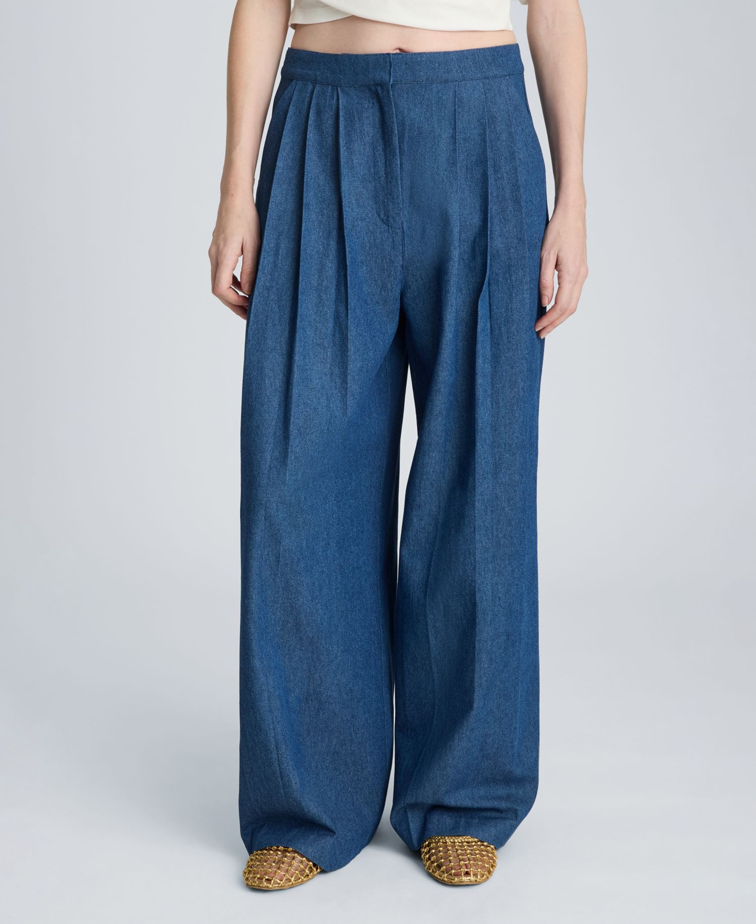 Women's High-Rise Triple Pleated Wide-Leg Pants