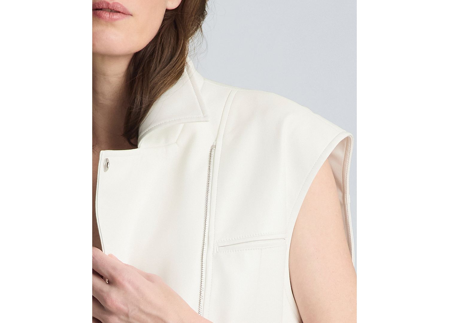 Women's Boxy Moto Faux Leather Sleeveless Vest