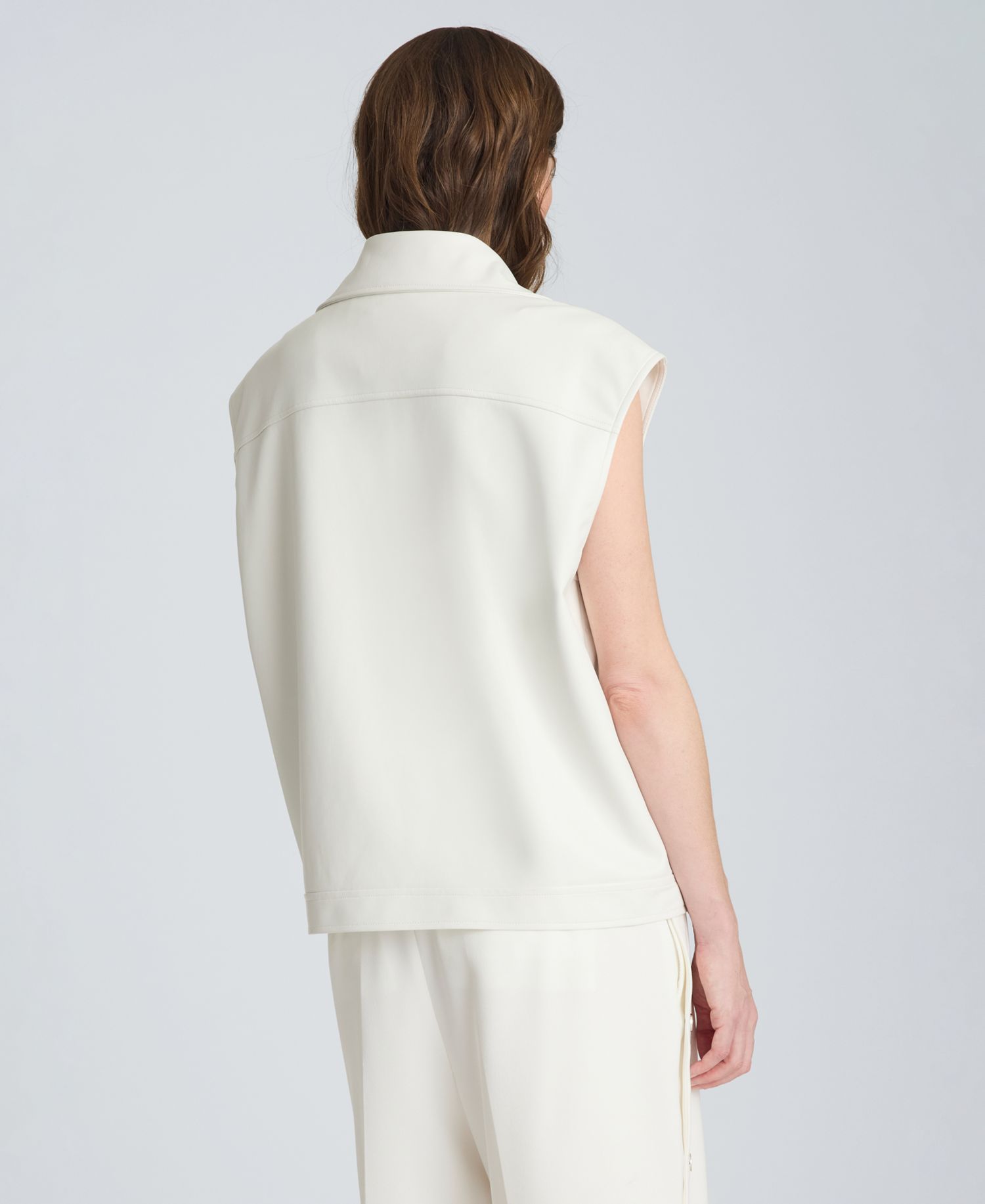 Women's Boxy Moto Faux Leather Sleeveless Vest