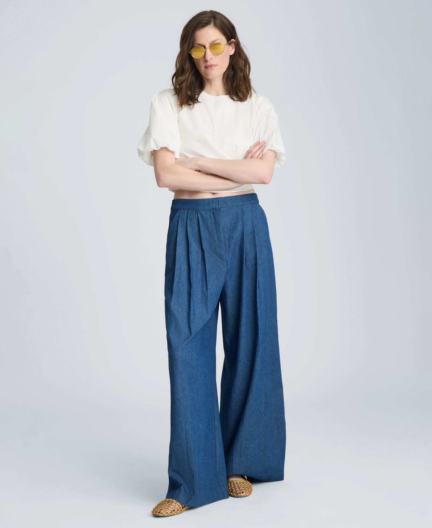 Women's High-Rise Triple Pleated Wide-Leg Pants