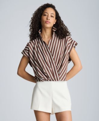 Women's Cotton Striped Collared Neck Top