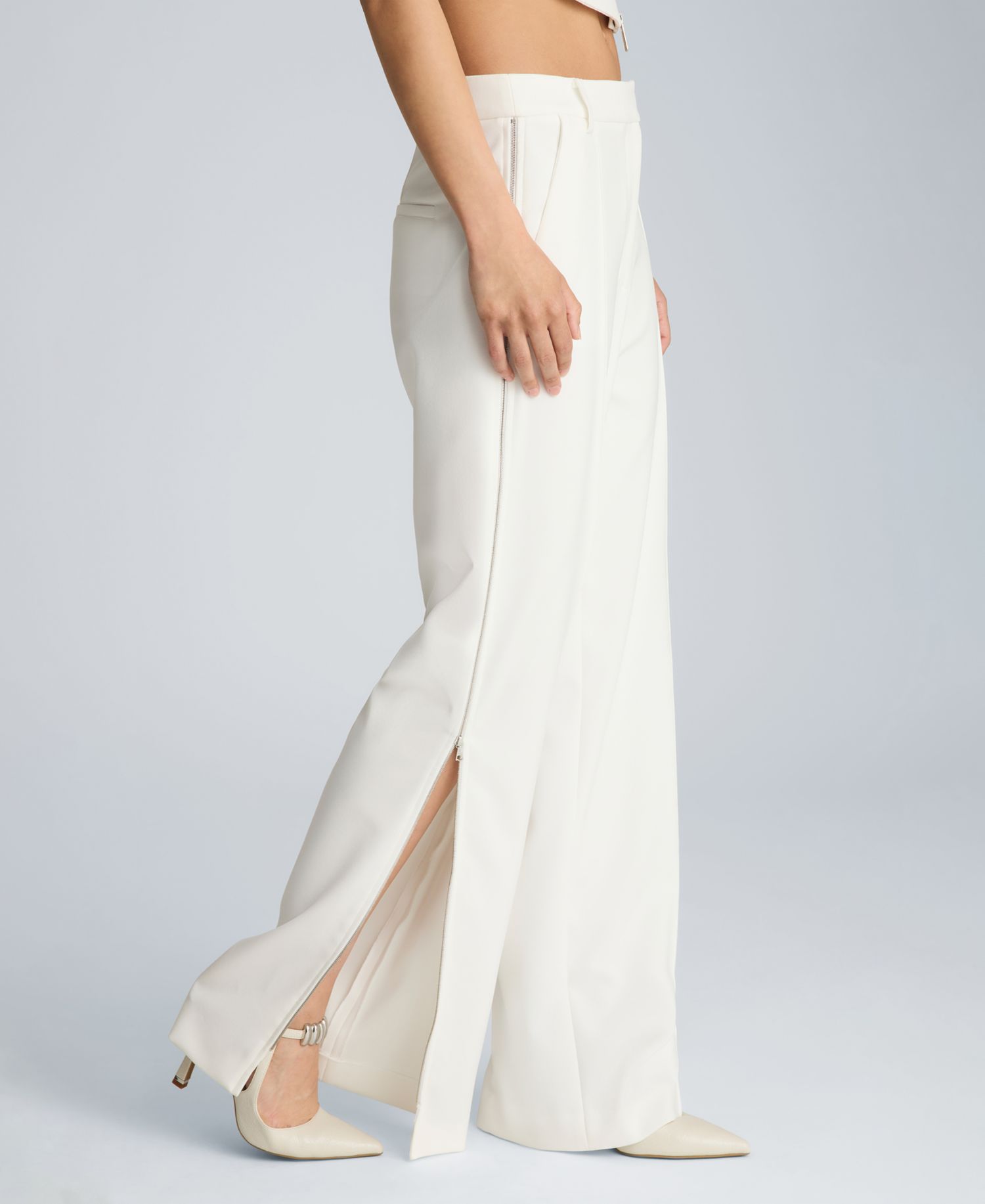 Women's High-Rise Pintuck Zip Sides Pants