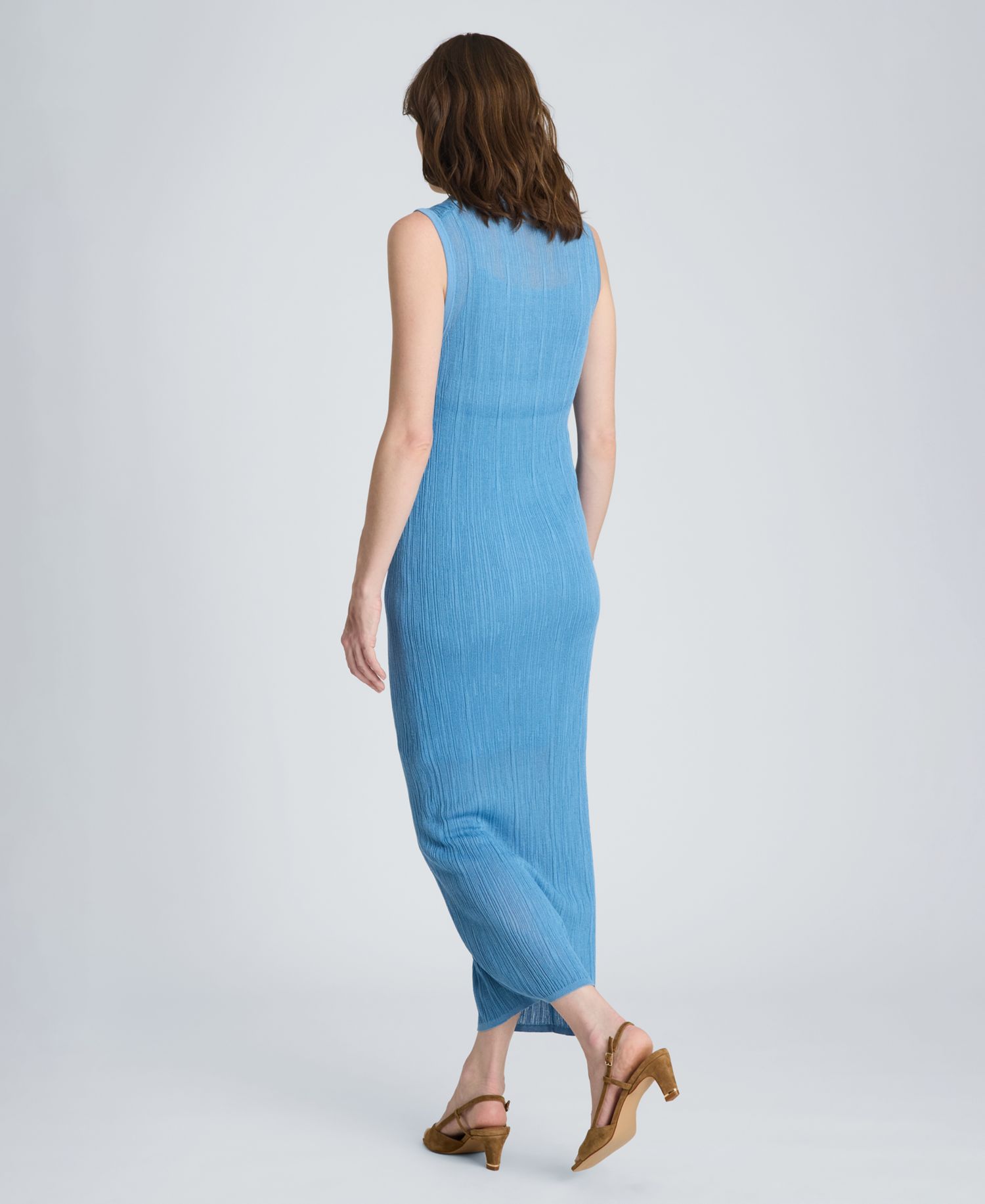 Women's Variegated Rib Sleeveless Polo Sweater Dress