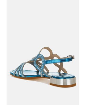 Womens Jisters Cut Out Detail Rhinestone Flat Sandals
