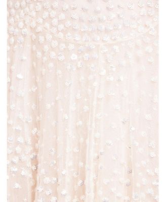 Women's Scallop Sequin V-neck Ankle Gown