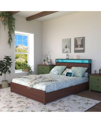 Full Storage Headboard Charging Station Noise Free Platform Bed Frame