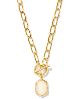 Imitation Pearl 14k Gold Plated Over Brass Daphne Link and Chain Necklace
