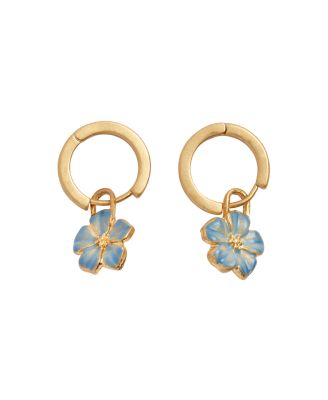 Fable England Flower Huggie Earrings - Blue  gold