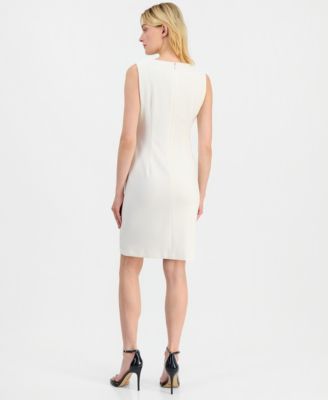 v neck drop waist dress Moon River Light Blue V-Neck Eyelet Detail Midi Dress Light Blue / L