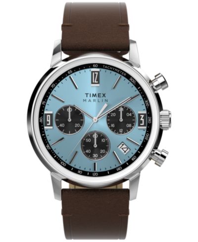 Timex Men's Quartz Chronograph Brown Leather Watch 40mm