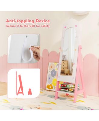 Kids Jewelry Organizer with Full-Length Mirror, Drawers and Shelves